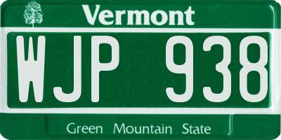 VT license plate WJP938