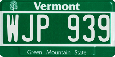 VT license plate WJP939