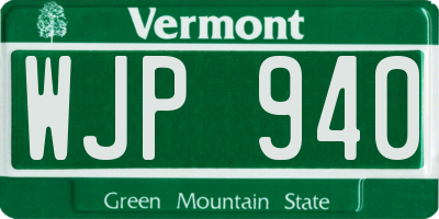 VT license plate WJP940