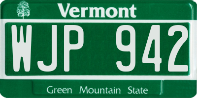 VT license plate WJP942
