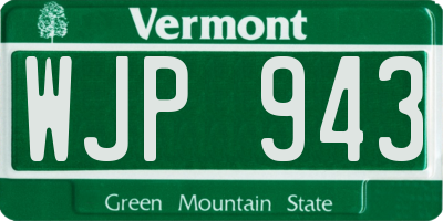 VT license plate WJP943