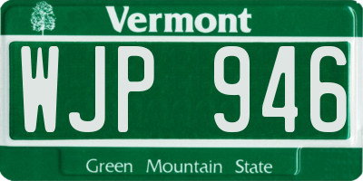 VT license plate WJP946