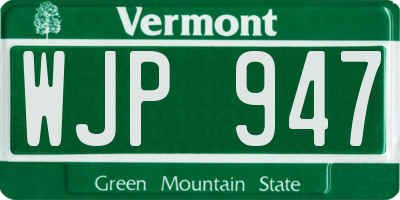 VT license plate WJP947