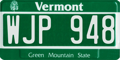 VT license plate WJP948