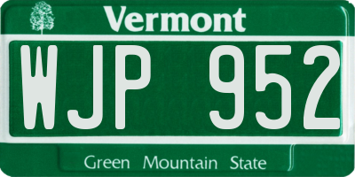 VT license plate WJP952