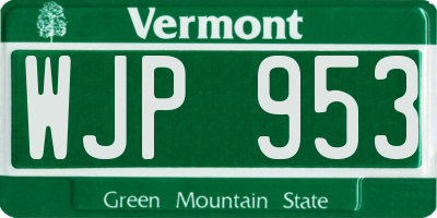 VT license plate WJP953