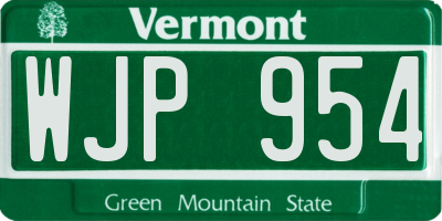 VT license plate WJP954