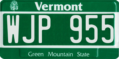 VT license plate WJP955