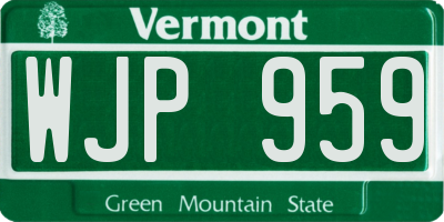 VT license plate WJP959