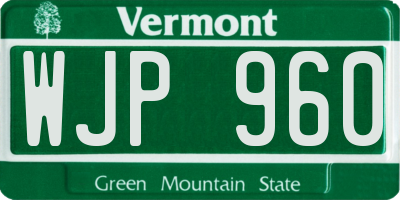 VT license plate WJP960