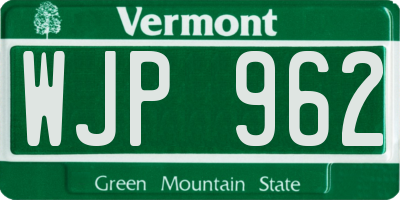 VT license plate WJP962