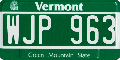 VT license plate WJP963