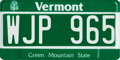 VT license plate WJP965