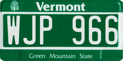 VT license plate WJP966