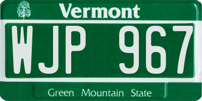 VT license plate WJP967