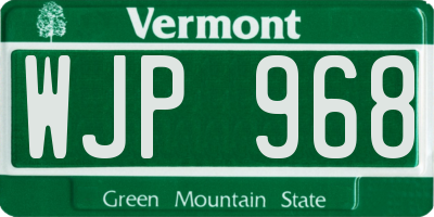 VT license plate WJP968