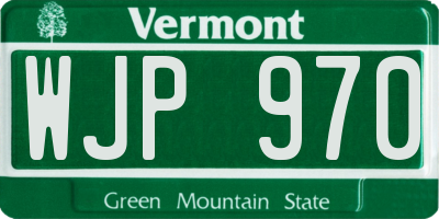 VT license plate WJP970