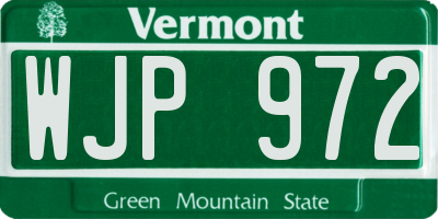 VT license plate WJP972