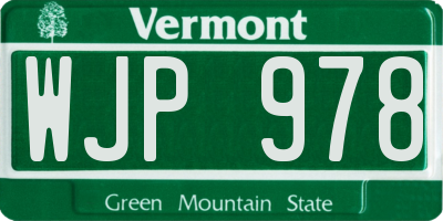 VT license plate WJP978