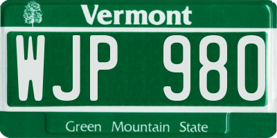 VT license plate WJP980