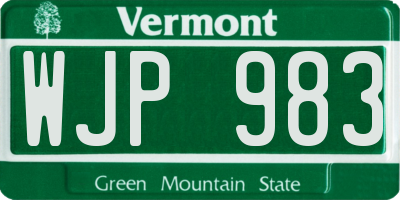 VT license plate WJP983