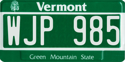 VT license plate WJP985