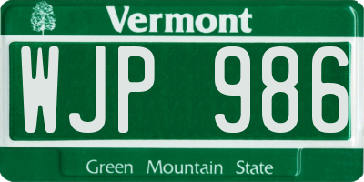 VT license plate WJP986