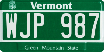 VT license plate WJP987
