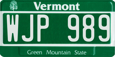 VT license plate WJP989