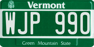 VT license plate WJP990