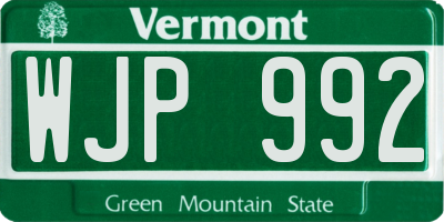 VT license plate WJP992