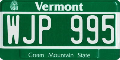 VT license plate WJP995
