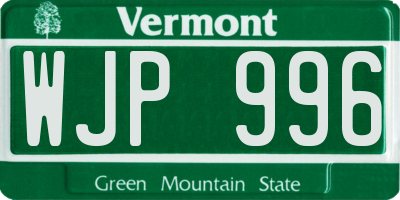VT license plate WJP996