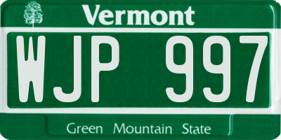 VT license plate WJP997