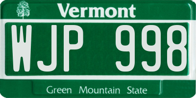 VT license plate WJP998