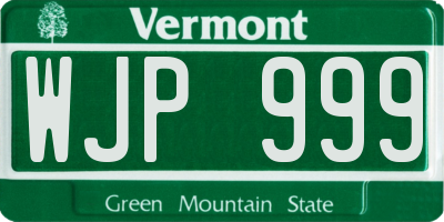 VT license plate WJP999