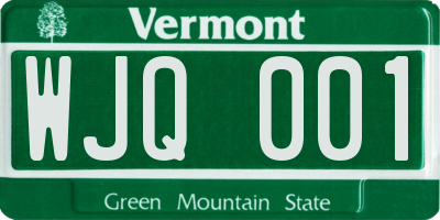 VT license plate WJQ001
