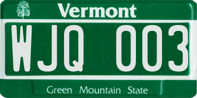 VT license plate WJQ003