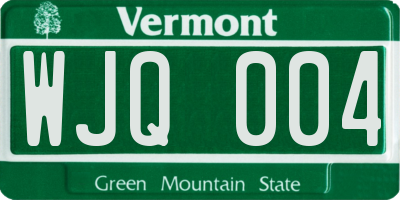 VT license plate WJQ004