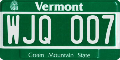 VT license plate WJQ007