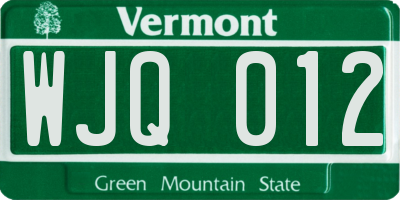 VT license plate WJQ012