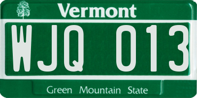VT license plate WJQ013