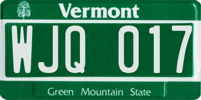 VT license plate WJQ017