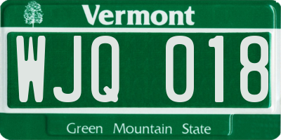 VT license plate WJQ018