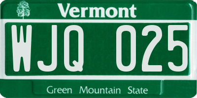 VT license plate WJQ025