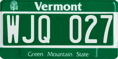 VT license plate WJQ027
