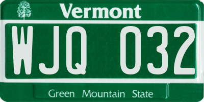 VT license plate WJQ032