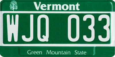 VT license plate WJQ033