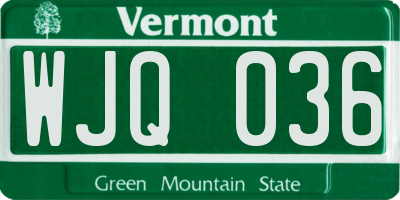 VT license plate WJQ036
