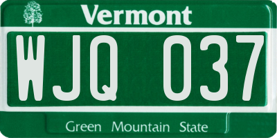 VT license plate WJQ037